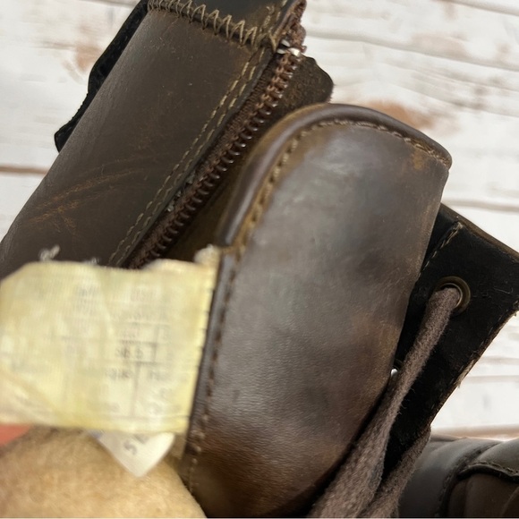 Ugg Brown Shearling-Lined Boots size  booties Ashbury brown leather lace up - Picture 3 of 12